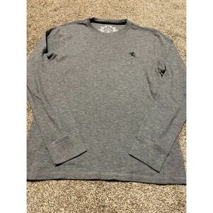Express Mens Thermal Long Sleeve Shirt Heather Grey Waffle Knit Lion Logo Size M